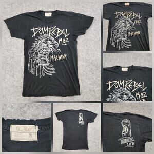 Dom Rebel Machina 1982 Mens S Small Black Distressed Double Side Graphic T Shirt